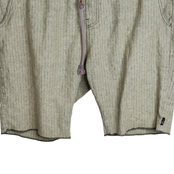 Howe Pull On Linen Blend‎ Striped Shorts Green Men's Size 36 - Picture 3 of 9